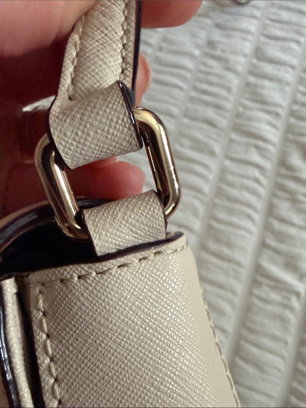 kate spade Neutral Beige Leather Crossbody with Gold Logo Plate - Picture 3 of 9